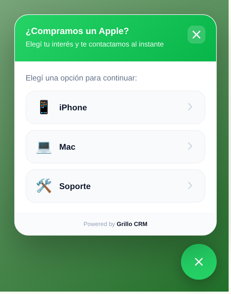Widget de WhatsApp en Grillo CRM